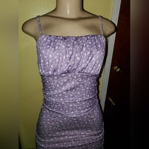 Purple Floral Spaghetti Strap Dress